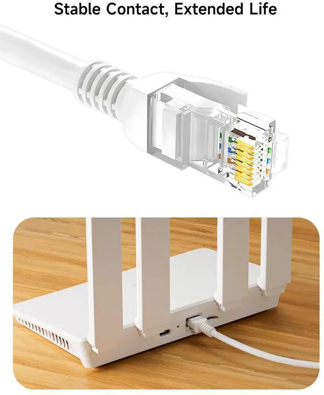 Alt view image 11 of 14 - Cat 6 Ethernet Cable 100 ft, 10Gbps Support Cat7 Cat5e Network, long Internet LAN Patch Cord, Pure Copper Cat6 Fast Speed Weatherproof Cable for Modem, Router, Gaming, Indoor and Outdoor, UTP White