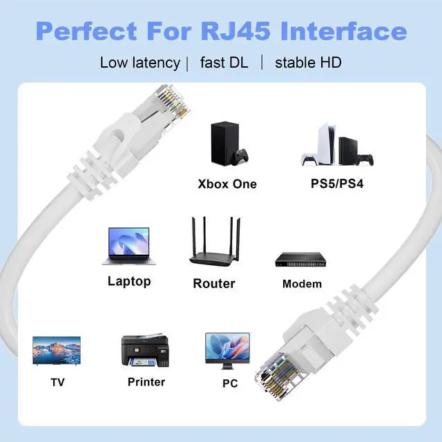 Alt view image 14 of 14 - Cat 6 Ethernet Cable 200ft (10 RJ45), Outdoor & Indoor, Cat 6 Patch Cable, Cat6 Internet Cable, UTP Network Cable, Heavy Duty 23AWG, Compatible for PC, Laptop, Router,