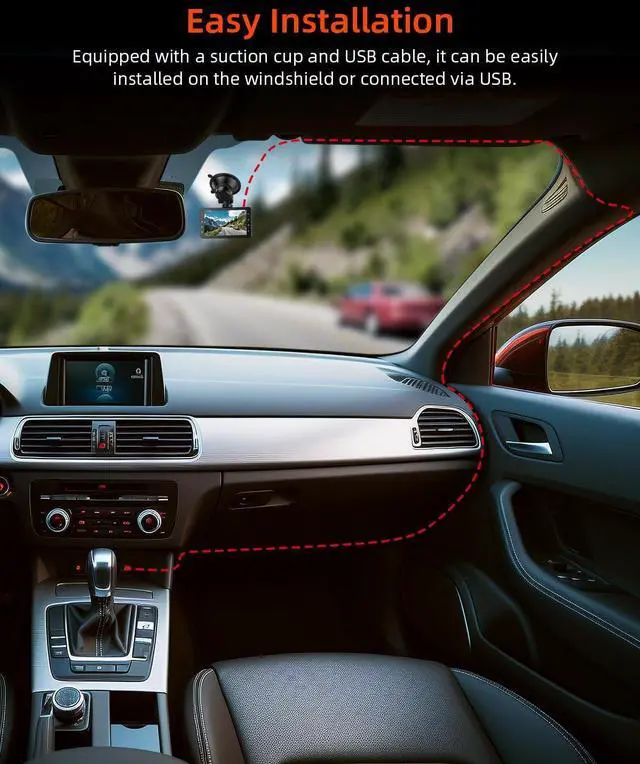 Alt view image 14 of 14 - Dash Cam 1080P FHD Front Dash Camera for Cars, Dashcam with 176°Wide Angle, Night Vision, Parking Monitor,Loop Recording, G-Sensor,32G SD Card, Type C