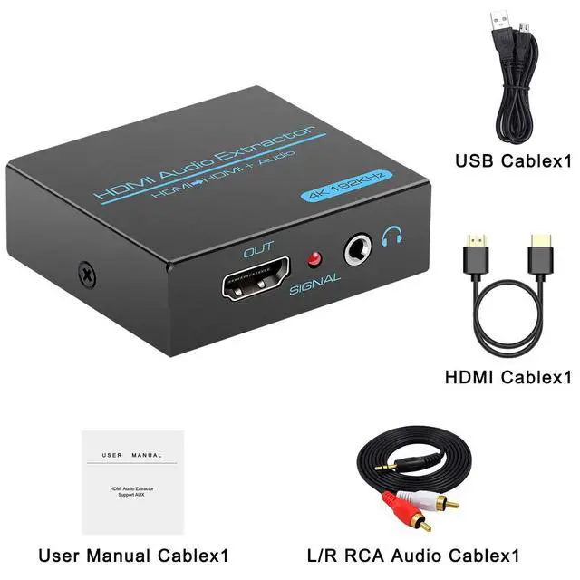 Alt view image 13 of 14 - HDMI Audio Extractor Splitter 4K 3.5mm Adapter Converter with AUX RCA L or R Stereo Output Support 1080P 3D Compatable for PS4 Fire Stick Blu Ray Player etc