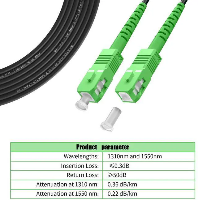 Alt view image 10 of 14 - 30M(98ft) SCA to SCA Outdoor Fiber Optic Cable, Simplex, Single Mode, OS2 Fiber Optic Internet Cable - OS1/OS2 Compatible LSZH,Black
