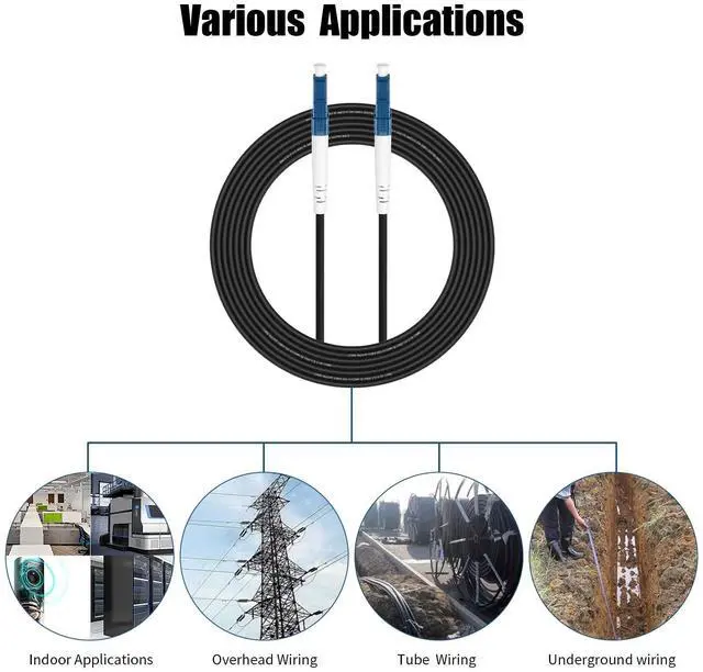 Alt view image 13 of 14 - 30M(98ft) OS2 LC to LC Fiber Optic Cable Outdoor Armored, Single Mode, Simplex, 9/125µm 3.0mm Diameter Fiber Patch Jumper Cable, LSZH, OS1/OS2 Compatible, Black