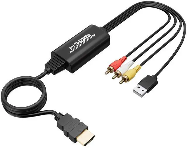 Alt view image 7 of 12 - Unidirectional 3 RCA to HDMI Converter Cable 10 Ft, 1080P Composite CVBS AV Audio Video Adapter with USB Power for PAL/NTSC PC Xbox PS4 TV STB VHS VCR Camera DVD-NOT HDMI to RCA