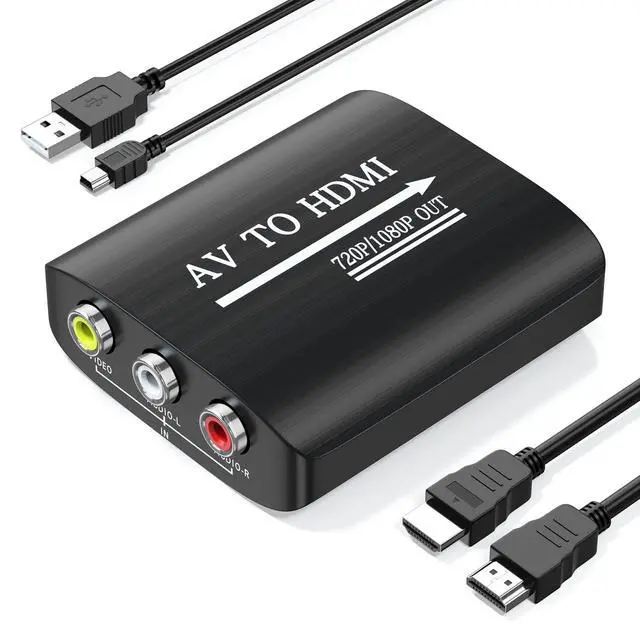 Alt view image 7 of 12 - AV to HDMI Converter with HDMI Cable,RCA to HDMI Converter for PS1,PS2,PS3,Xbox,N64,WII,SNES,VHS,VCR,Blue-Ray DVD Players,STB