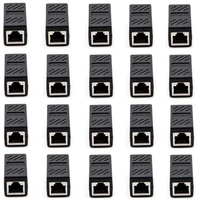 Alt view image 7 of 12 - RJ45 Cat5 Couplers, (20 Pack) in Line Coupler Cat5 Cat5e Cat6 Cat7 Ethernet Cable 8P8C Extender Adapter Female to Female, Black