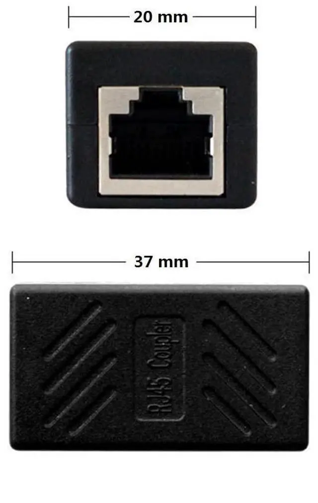 Alt view image 9 of 12 - RJ45 Cat5 Couplers, (20 Pack) in Line Coupler Cat5 Cat5e Cat6 Cat7 Ethernet Cable 8P8C Extender Adapter Female to Female, Black