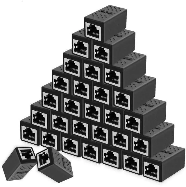 Alt view image 14 of 14 - RJ45 Coupler, Ethernet Connectors, Hielded in-Line Coupler for Cat7/Cat6/Cat5e/Cat5 Ethernet Cable Extender Connector - Female to Female (Black-30 Pack)