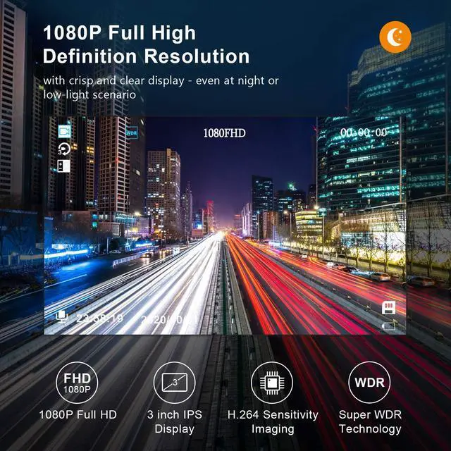 Alt view image 10 of 14 - Dash Cam Front with 32G SD Card, 1080P FHD Car Driving Recorder 3'' IPS Screen 170°Wide Angle Dashboard Camera Aluminum Alloy Case, WDR G-Sensor Parking Monitor Loop Recording Motion Detection