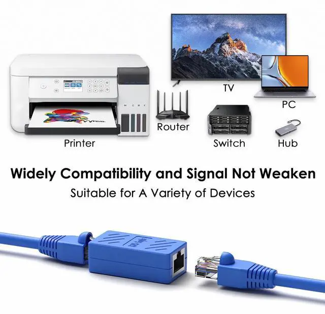 Alt view image 9 of 14 - RJ45 Coupler in Line Coupler for Cat8/Cat7/Cat6/Cat6a/Cat5e/Cat5 Ethernet Cable Extender Adapter Female to Female (20 PCS Blue)