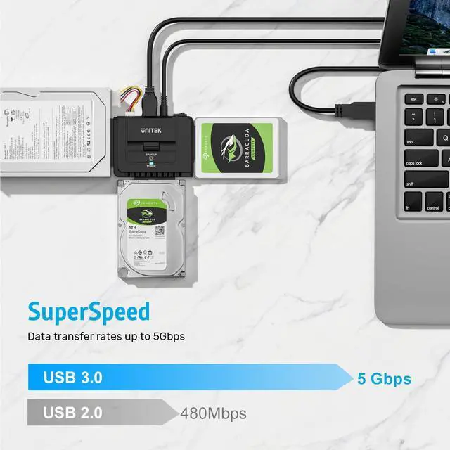 Alt view image 12 of 14 - USB 3.0 to IDE and SATA Converter External Hard Drive Adapter Kit for Universal 2.5/3.5 HDD/SSD Hard Drive Disk, One Touch Backup Function, Included 12V/2A Power Adapter