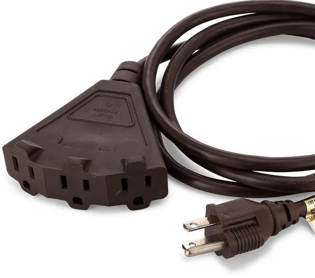 Alt view image 8 of 12 - Outlet 6-Foot Brown Extension Cord, 3-Prong Indoor & Outdoor Splitter, Perfect for Landscape Lighting