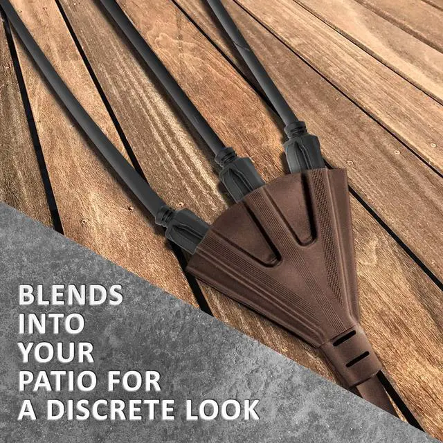 Alt view image 10 of 12 - Outlet 6-Foot Brown Extension Cord, 3-Prong Indoor & Outdoor Splitter, Perfect for Landscape Lighting