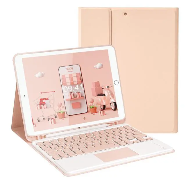 Alt view image 8 of 14 - Wireless Keyboard Case with Touchpad for iPad 10.2" 9th 8th 7th Generation, Detachable Bluetooth Keyboard with Pencil Holder for iPad 10.2 Inch/iPad Air 10.5"(3rd Gen)/iPad Pro 10.5 in, Pink