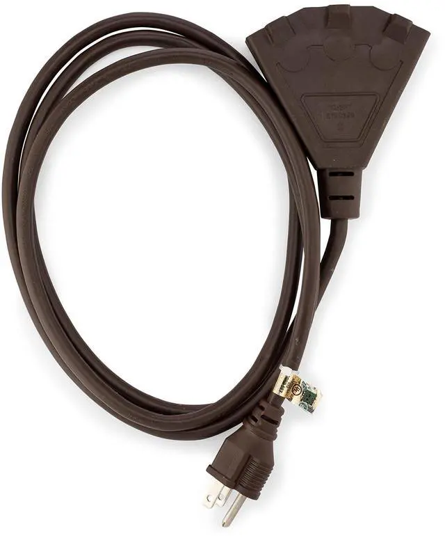 Alt view image 7 of 12 - Outlet 6-Foot Brown Extension Cord, 3-Prong Indoor & Outdoor Splitter, Perfect for Landscape Lighting