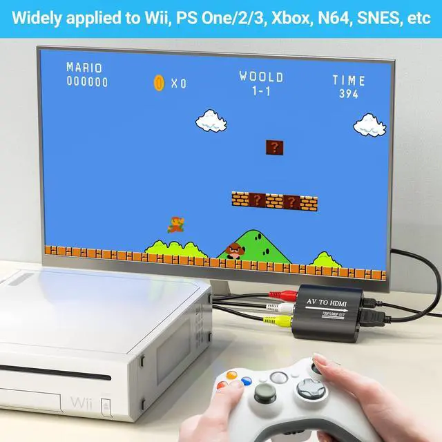 Alt view image 11 of 12 - RCA to HDMI,AV to HDMI Converter,Composite to HDMI Converter Compatible with WII,PS One,PS2,PS3,STB,Xbox,VHS,VCR,Blue-Ray DVD,with 3.3ft HDMI Cable