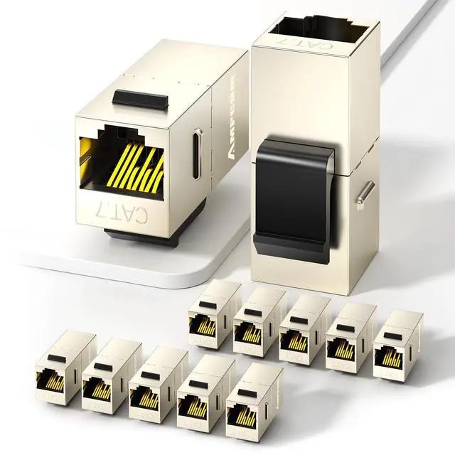 Alt view image 8 of 14 - CAT7 Inline Coupler RJ45 STP Keystone Jack, Shielded Female to Female Feedthrough Ethernet Module- 12 Pack