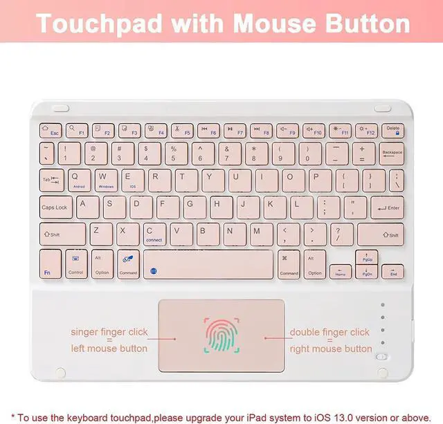 Alt view image 10 of 14 - Wireless Keyboard Case with Touchpad for iPad 10.2" 9th 8th 7th Generation, Detachable Bluetooth Keyboard with Pencil Holder for iPad 10.2 Inch/iPad Air 10.5"(3rd Gen)/iPad Pro 10.5 in, Pink