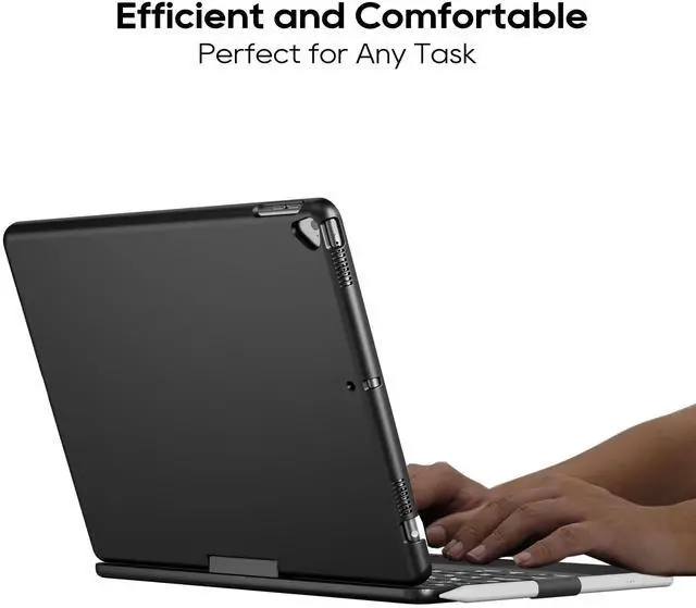 Alt view image 10 of 14 - Swivel Keyboard Case for iPad 10.2 inch 9th 8th 7th, iPad Air 3rd and iPad Pro 10.5 2nd Generation; Rotatable Cover with Pencil Holder, Multi-Touch Trackpad, RGB Backlit, Black