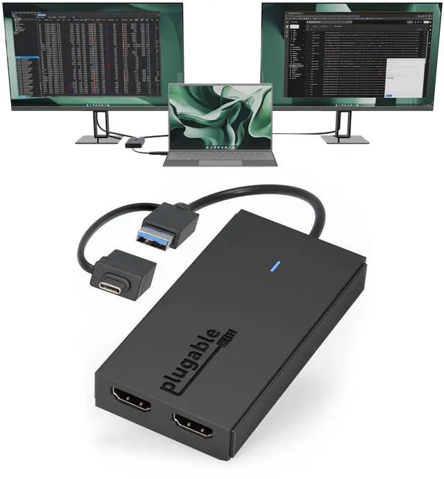 Alt view image 8 of 14 - Dual Monitor Adapter for M1/M2/M3/M4 macOS Systems, Windows, ChromeOS. Broad Compatibility - Thunderbolt, USB-C, USB 3.0 to HDMI Adapter for Dual Monitors 1920x1080 @60Hz, SMI Driver Required