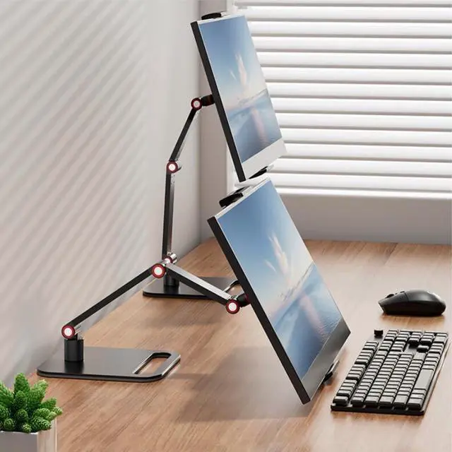 Alt view image 9 of 14 - Portable Monitor Holder for 6-17.3 Inch Screen Desktop Expandable Monitor Stand 12.9 inch Tablet Stand