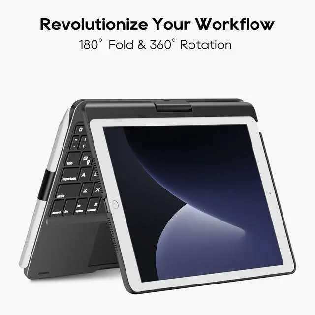 Alt view image 9 of 14 - Swivel Keyboard Case for iPad 10.2 inch 9th 8th 7th, iPad Air 3rd and iPad Pro 10.5 2nd Generation; Rotatable Cover with Pencil Holder, Multi-Touch Trackpad, RGB Backlit, Black