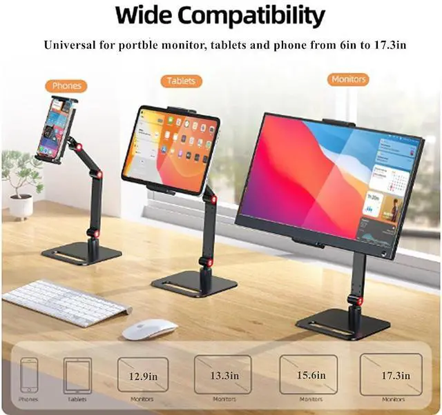 Alt view image 11 of 14 - Portable Monitor Holder for 6-17.3 Inch Screen Desktop Expandable Monitor Stand 12.9 inch Tablet Stand