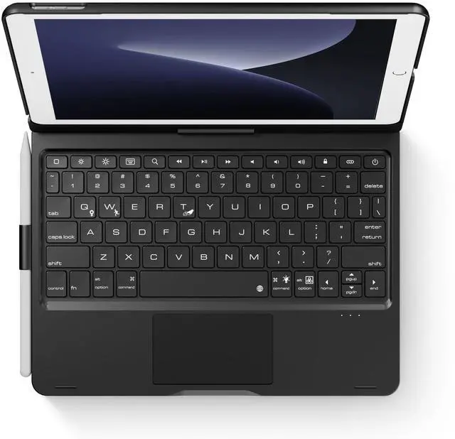 Alt view image 8 of 14 - Swivel Keyboard Case for iPad 10.2 inch 9th 8th 7th, iPad Air 3rd and iPad Pro 10.5 2nd Generation; Rotatable Cover with Pencil Holder, Multi-Touch Trackpad, RGB Backlit, Black