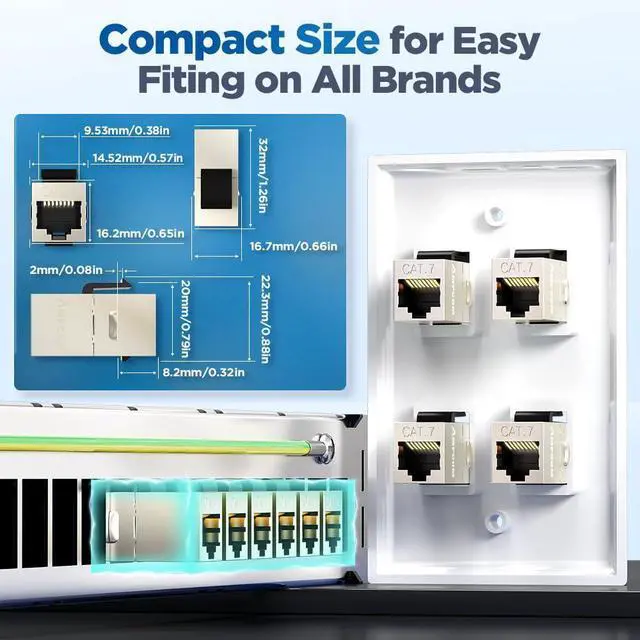 Alt view image 13 of 14 - CAT7 Inline Coupler RJ45 STP Keystone Jack, Shielded Female to Female Feedthrough Ethernet Module- 12 Pack