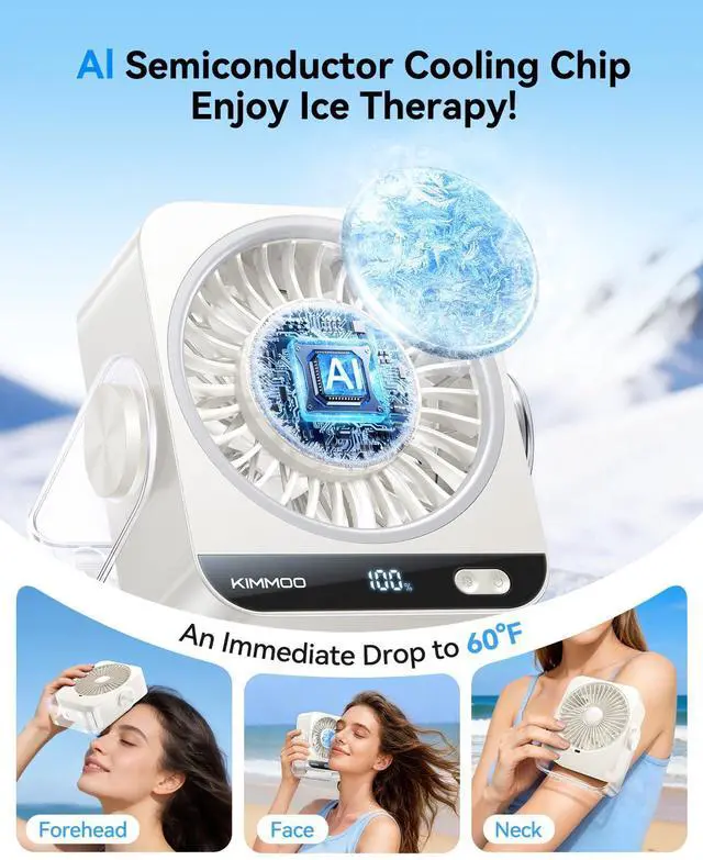 Alt view image 9 of 14 - USB Desk Fan for Bedroom, 199 Speeds Turbo Airflow, Portable Fan with Ice Cooling, Digital Display Quiet Table Fan, 270° Rotating Small Rechargeable Battery Desktop Fans for Home Office (White)