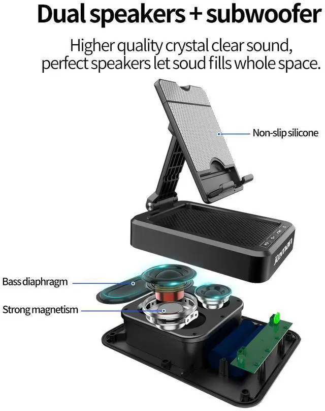 Alt view image 13 of 14 - Tablet Stand Adjustable with Bluetooth Speakers,Kitchen Gadgets,Gifts for Women Men,Wireless Bluetooth Speaker Tablet Holder,Desk Mic Charging Sation Compatible with Phones and Tablet
