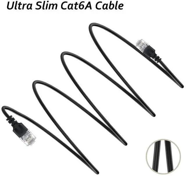 Alt view image 13 of 14 - 20m/65.6ft Ultra Slim Cat 6A Ethernet Cable 10Gbps 32AWG UTP OD2.8mm 500MHz, 10Gb Thin RJ45 Cat 6A Patch Cord for LAN, Router, Modem, Xbox, Laptop and Servers, Black, 20 Meters