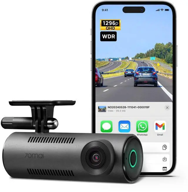 Alt view image 8 of 14 - Dash Cam M310, Dash Camera for Cars 1296P QHD, Smart Dash Cam Front Built in WiFi, 130° Wide-Angle FOV, WDR, Night Vision, iOS/Android Mobile App, Loop Recording, Parking Monitor, Time-Lapse