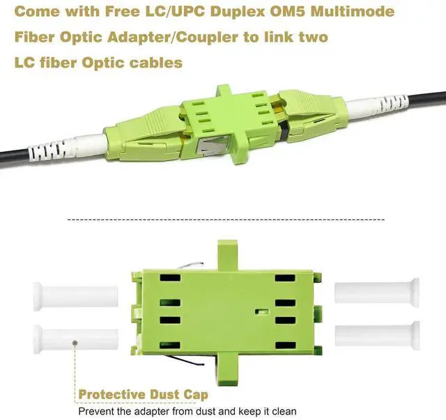 Alt view image 9 of 12 - 2m/6ft OM5 Multimode Armored LC to LC Fiber Optic Patch Cable, Indoor/Outdoor 40Gb 100Gb Duplex Wideband MMF LC-LC Fiber Jumper, 50/125, Black