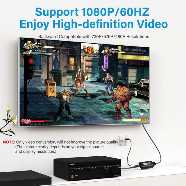 Alt view image 12 of 12 - Unidirectional 3 RCA to HDMI Converter Cable 10 Ft, 1080P Composite CVBS AV Audio Video Adapter with USB Power for PAL/NTSC PC Xbox PS4 TV STB VHS VCR Camera DVD-NOT HDMI to RCA