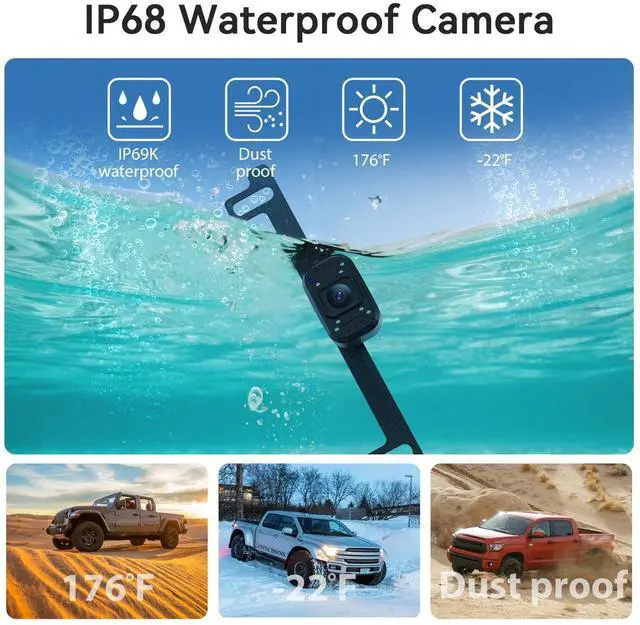 Alt view image 12 of 14 - Camera, 1080P IR Night Vision with Monitor, Easy Setup Plug-Play Rear View Camera, 150 Degrees Wide Angle, IP68 Waterproof, 4.3" Display for Car Truck SUV