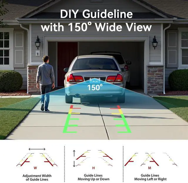 Alt view image 11 of 14 - Camera, 1080P IR Night Vision with Monitor, Easy Setup Plug-Play Rear View Camera, 150 Degrees Wide Angle, IP68 Waterproof, 4.3" Display for Car Truck SUV