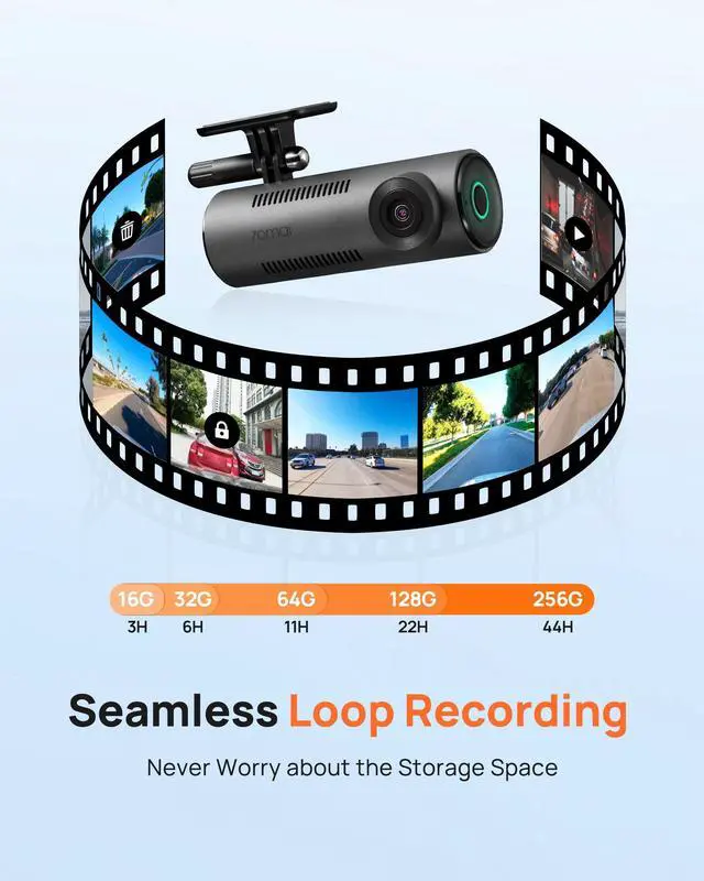 Alt view image 14 of 14 - Dash Cam M310, Dash Camera for Cars 1296P QHD, Smart Dash Cam Front Built in WiFi, 130° Wide-Angle FOV, WDR, Night Vision, iOS/Android Mobile App, Loop Recording, Parking Monitor, Time-Lapse