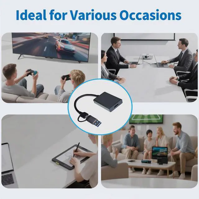 Alt view image 14 of 14 - USB to HDMI Adapter for Monitor,HDMI USB 3.0 Converter Splitter for Laptop Desktop PC TV Compatible with MacOS Windows 7/8/10/11