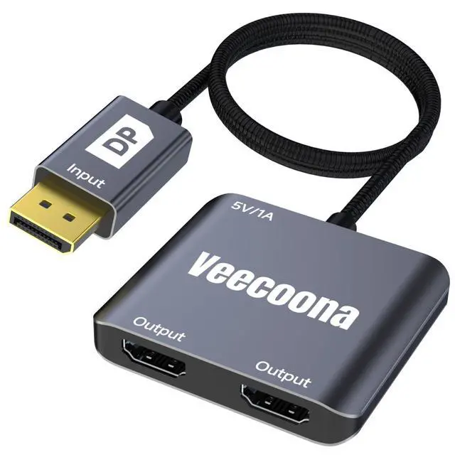 Alt view image 8 of 14 - DisplayPort to Dual HDMI Adapter 1 in 2 Out | 4K60Hz, DP Source to HDMI Splitter Extended Display port splitter for Dual monitors, for Desktop,Laptop,NVIDIA, AMD Graphics Card - MACOS Not Support MST