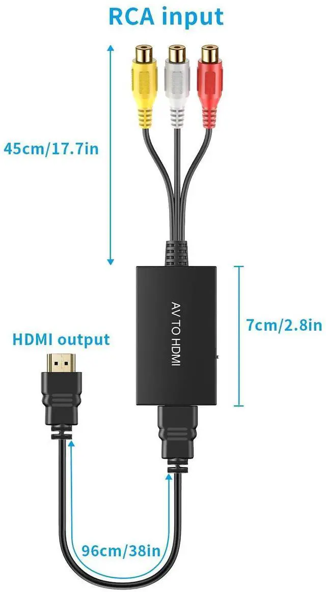 Alt view image 14 of 14 - RCA to HDMI Converter, Composite to HDMI Adapter Support 1080P PAL/NTSC Compatible with PS one, PS2, PS3, STB, Xbox, VHS, VCR, Blue-Ray DVD Players