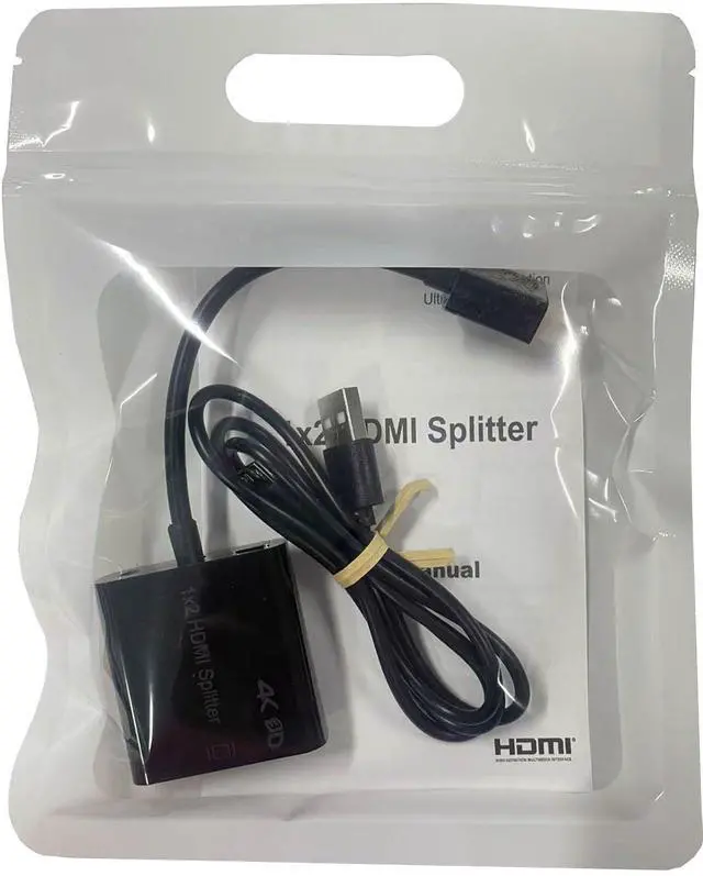 Alt view image 14 of 14 - HDMI Splitter 1 in 2 Out, 4K HDMI Splitter for Dual Monitors DuplicateSupport1080P/4k30/60 /3DCopy The Same Signal Source to Both displays