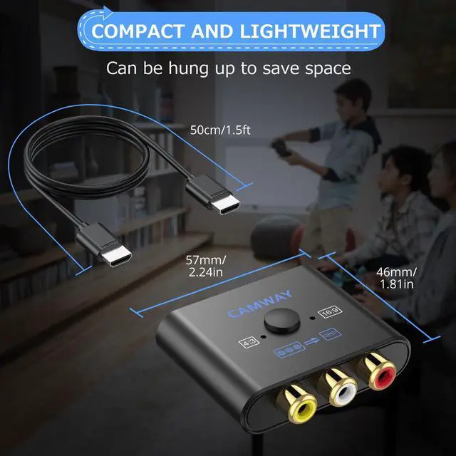 Alt view image 12 of 14 - RCA to HDMI Converter - 16:9/4:3 Conversion 1080P AV to HDMI Adapter for Wii/PS1/PS2/N64/X-box/DVD/VCR,Composite CVBS Video Audio Converter with HDMI Cable Supports PAL,NTSC