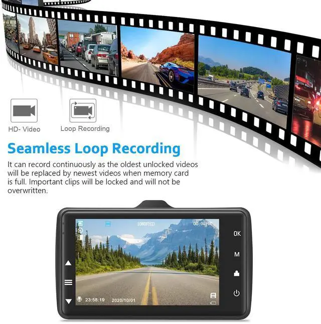 Alt view image 13 of 14 - Dash Cam Front with 32G SD Card, 1080P FHD Car Driving Recorder 3'' IPS Screen 170°Wide Angle Dashboard Camera Aluminum Alloy Case, WDR G-Sensor Parking Monitor Loop Recording Motion Detection
