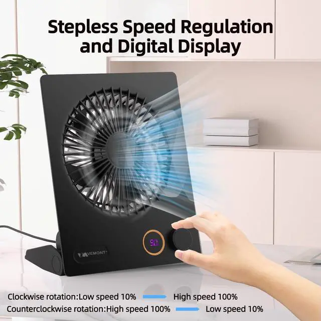 Alt view image 9 of 14 - Small Desk Fan,USB Table Fan,5000mAh Rechargeable Battery Fan,180°Tilt Folding Personal Portable Fan with Remote Control,Stepless Speed Strong Wind, Silent Hanging Fans for Home Office Desktop