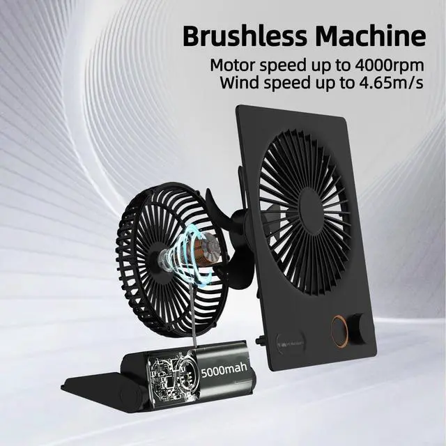 Alt view image 10 of 14 - Small Desk Fan,USB Table Fan,5000mAh Rechargeable Battery Fan,180°Tilt Folding Personal Portable Fan with Remote Control,Stepless Speed Strong Wind, Silent Hanging Fans for Home Office Desktop