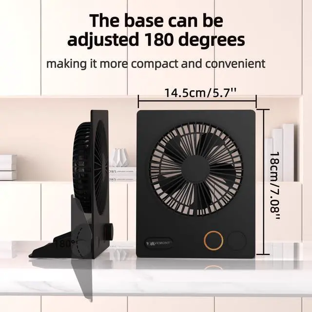 Alt view image 12 of 14 - Small Desk Fan,USB Table Fan,5000mAh Rechargeable Battery Fan,180°Tilt Folding Personal Portable Fan with Remote Control,Stepless Speed Strong Wind, Silent Hanging Fans for Home Office Desktop