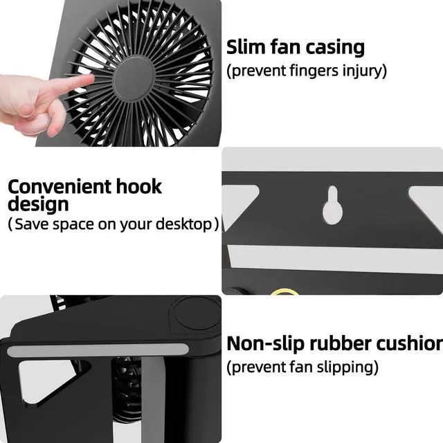 Alt view image 11 of 14 - Small Desk Fan,USB Table Fan,5000mAh Rechargeable Battery Fan,180°Tilt Folding Personal Portable Fan with Remote Control,Stepless Speed Strong Wind, Silent Hanging Fans for Home Office Desktop