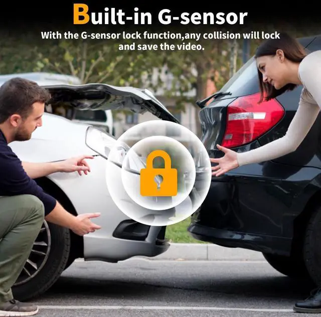 Alt view image 13 of 14 - Dash Cam Front and Rear: 4K Dual Channel Dash Cam - 5GHz WiFi, Dash Camera for Cars with 64GB Card, 2" IPS, App Control, G-Sensor, Loop Recording, 170° Wide Angle, Night Vision, 24H Parking Mode