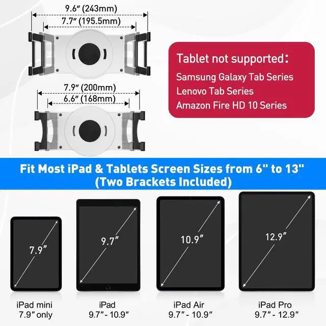 Alt view image 10 of 14 - iPad Stand, 360° Rotating Commercial POS Tablet Stand, Fits 6"-13" (Screens) iPad mini Pro-Business Swivel Tablet Holder, for Store Office Reception Kitchen Desktop (White)