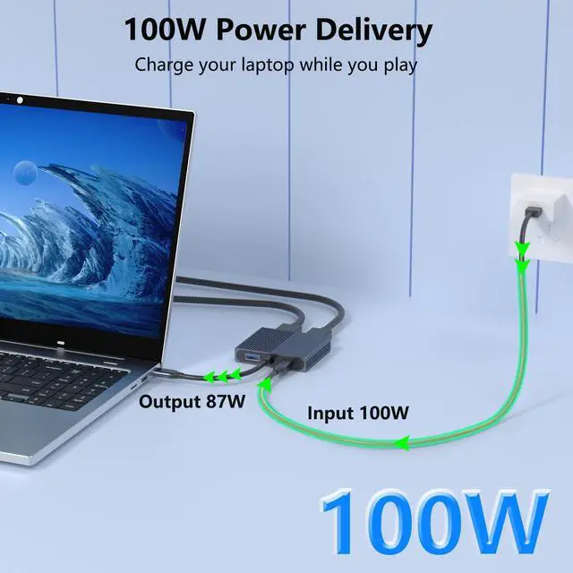 Alt view image 13 of 14 - HDMI Splitter for Dual Monitors, Dual HDMI Adapter for 2 Monitors with USB3.0, 100W PD, HDTV Splitter Extended Display, USB C Hub Multiple Port, Laptop Docking Station for Dell/HP/Mac